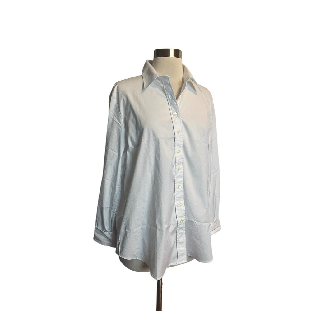 The Shirt Rochelle Behrens the boyfriend Shirt L White Blouse